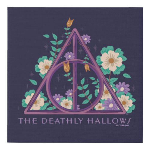 Floral Deathly Hallows Graphic Faux Canvas Print