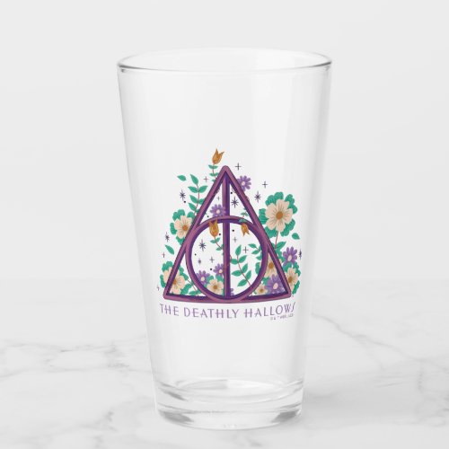 Floral Deathly Hallows Graphic Glass