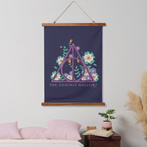 Floral Deathly Hallows Graphic Hanging Tapestry