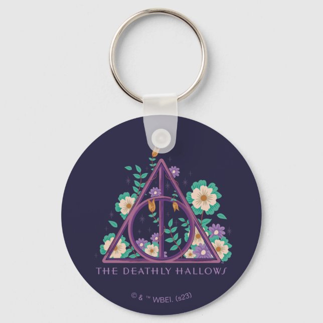 Floral Deathly Hallows Graphic Keychain (Front)
