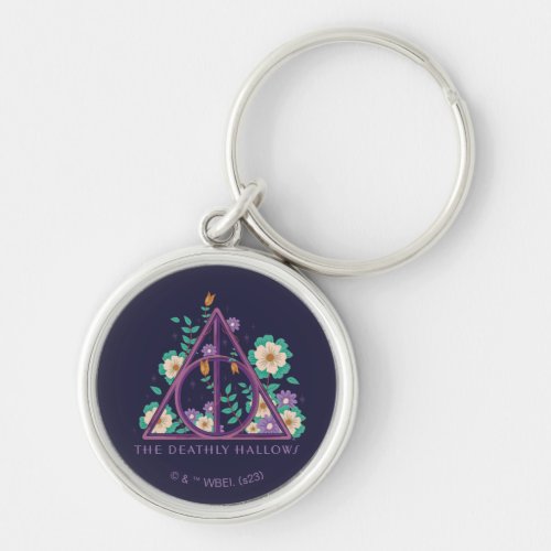 Floral Deathly Hallows Graphic Keychain