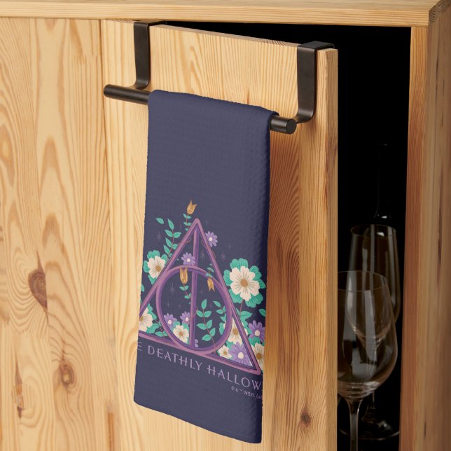 Floral Deathly Hallows Graphic Kitchen Towel (Thirds Fold)