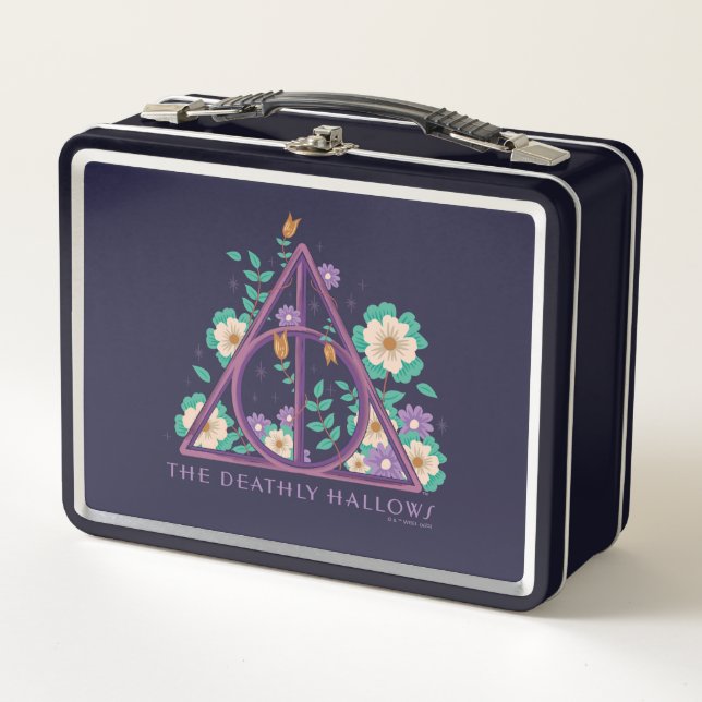 Floral Deathly Hallows Graphic Metal Lunch Box (Front)