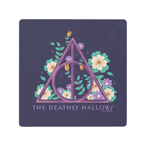 Floral Deathly Hallows Graphic Metal Print