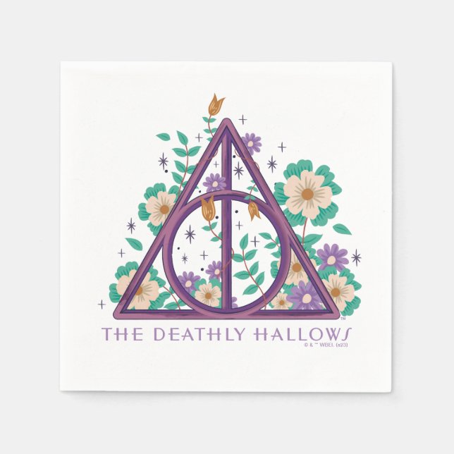 Floral Deathly Hallows Graphic Napkins (Front)