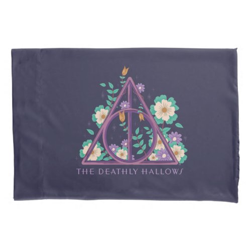 Floral Deathly Hallows Graphic Pillow Case
