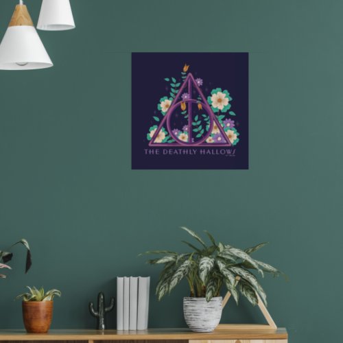 Floral Deathly Hallows Graphic Poster