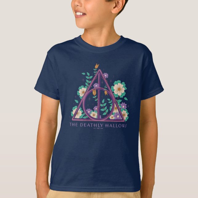 Floral Deathly Hallows Graphic T-Shirt (Front)