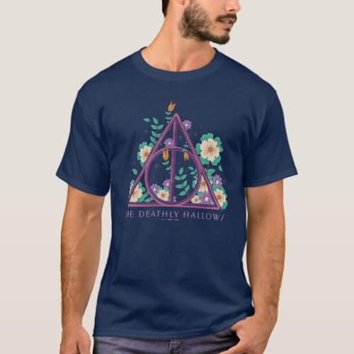 Floral Deathly Hallows Graphic T_Shirt