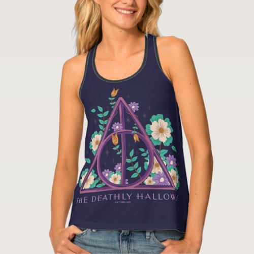Floral Deathly Hallows Graphic Tank Top