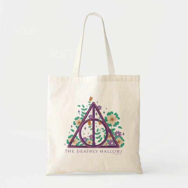 Floral Deathly Hallows Graphic Tote Bag (Front)