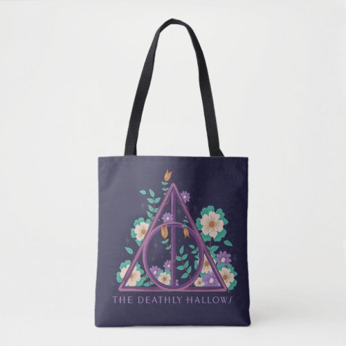 Floral Deathly Hallows Graphic Tote Bag