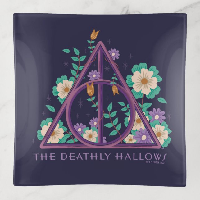 Floral Deathly Hallows Graphic Trinket Tray (Front)