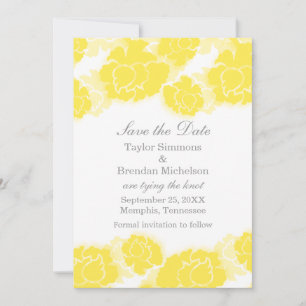 Floral Decadence Save the Date Invite, Yellow