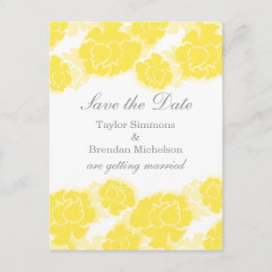 Floral Decadence Save the Date Postcard, Yellow Announcement Postcard