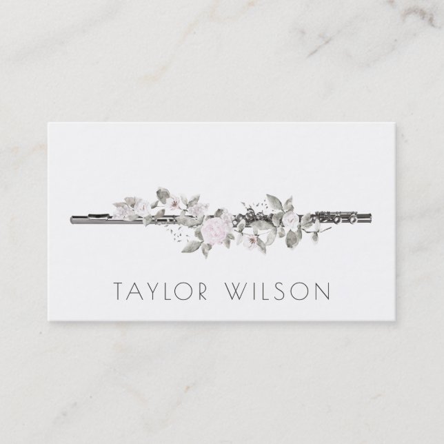 floral decor flute teacher business card (Front)
