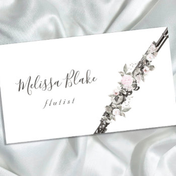 Floral Decor Flutist Business Card by musickitten at Zazzle