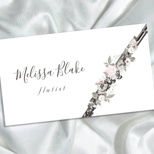 floral decor flutist business card