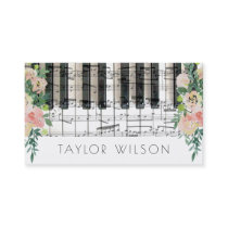 floral decor pianist music teacher business card