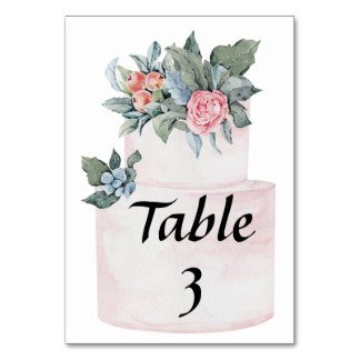 Floral Decorated Cake Table Number