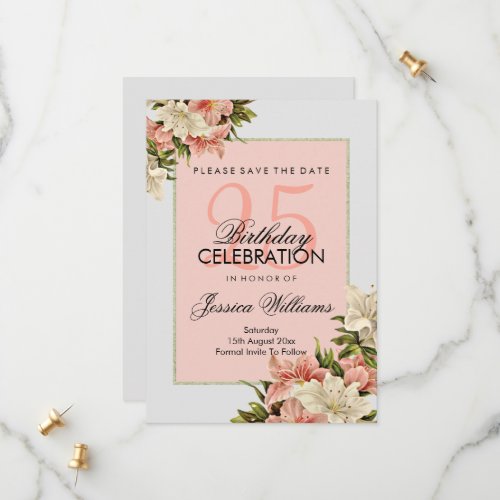 Floral Decorations Feminine Birthday Save The Date