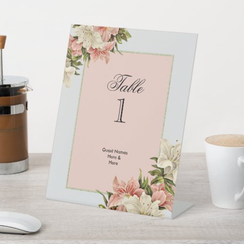 Floral Decorations Feminine Birthday Table Number Pedestal Sign