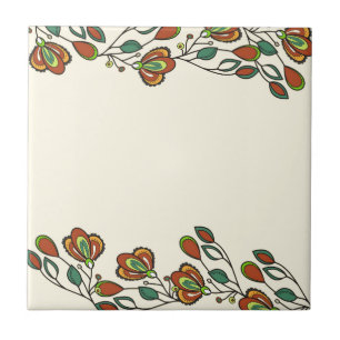 Floral Decorative Ceramic Tile – Colorful Vintage
