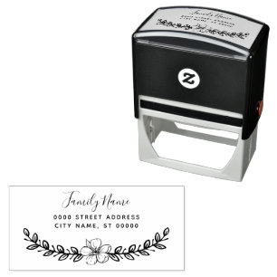 Floral Decorative Return Address Self-inking Stamp