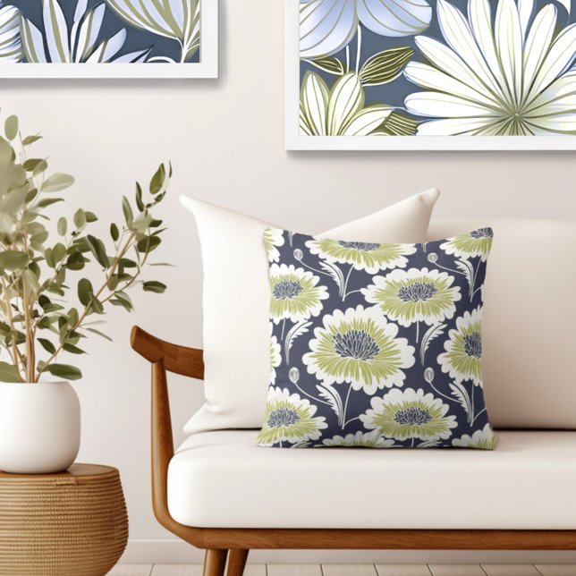 Floral Decorative Throw Pillow (Complete your elegant retro look with an exclusive Wild on Flowers Throw PIllow.)