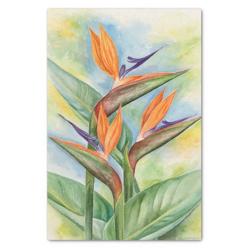Floral Decoupage Birds Of Paradise Watercolor Tissue Paper