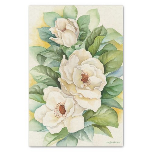 Floral Decoupage Magnolia White Watercolor Tissue Paper