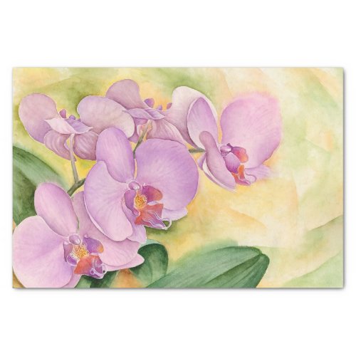 Floral Decoupage Orchids Pink Watercolor Tissue Paper