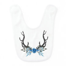 Floral Deer Antlers Baby Bib