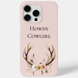 Floral Deer Antlers Cowgirl iPhone 15 Pro Max Case