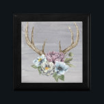 Floral Deer Antlers Keepsake Box<br><div class="desc">Floral Deer Antlers. Artist: Grace Popp. Image ID: 151088GG.</div>