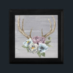 Floral Deer Antlers Keepsake Box<br><div class="desc">Floral Deer Antlers. Artist: Grace Popp. Image ID: 151088GG.</div>
