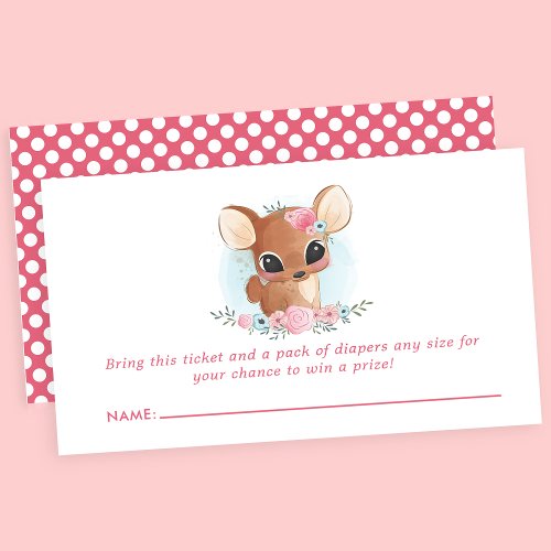 Floral Deer Cute Woodland Diaper Raffle Enclosure Card