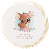 Floral Deer Cute Woodland Doe Girl Baby Shower Edible Frosting Rounds