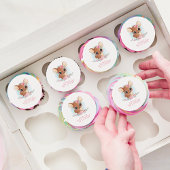 Floral Deer Cute Woodland Doe Girl Baby Shower Edible Frosting Rounds