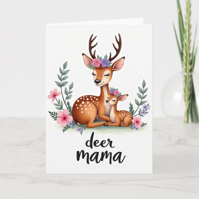 Floral Deer Deer Mama Card (Front)