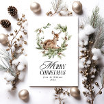 Floral Deer Elegant Modern Merry Christmas Holiday Card<br><div class="desc">Floral Deer Elegant Watercolor Merry Christmas Holiday Card</div>