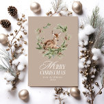 Floral Deer Elegant Modern Merry Christmas Holiday Card<br><div class="desc">Floral Deer Elegant Watercolor Merry Christmas Holiday Card</div>
