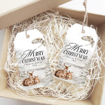 Floral Deer Elegant Watercolor Merry Christmas Gift Tags<br><div class="desc">Floral Deer Elegant Watercolor Merry Christmas Holiday Card</div>