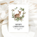 Floral Deer Elegant Watercolor Merry Christmas Holiday Card<br><div class="desc">Floral Deer Elegant Watercolor Merry Christmas Holiday Card</div>