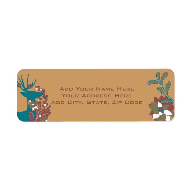 Floral Deer Holiday Address Labels (Front)