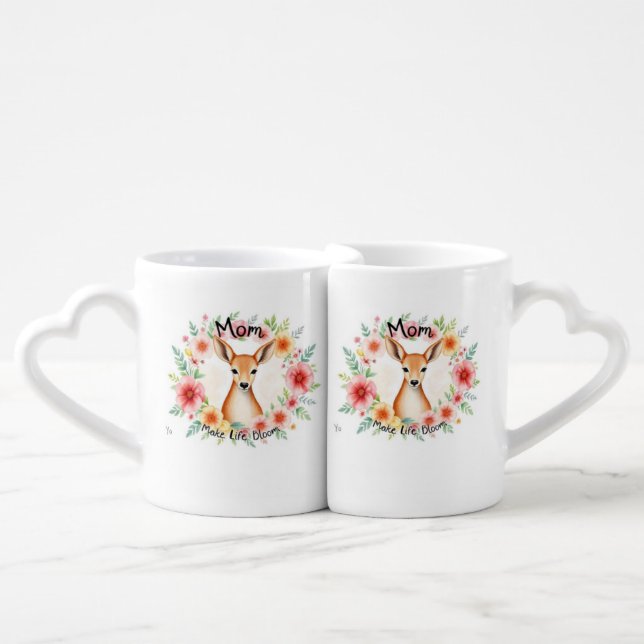 Floral Deer Mug – Mother's Day Gift (Front Nesting)