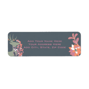 Floral Deer Orange and Rose Holiday Address Labels