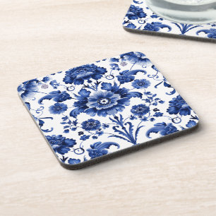 Floral Delft Blue Beverage Coaster