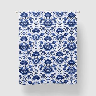 Floral Delft Blue Blackout Curtains