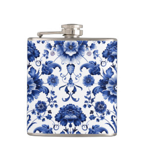 Floral Delft Blue Flask